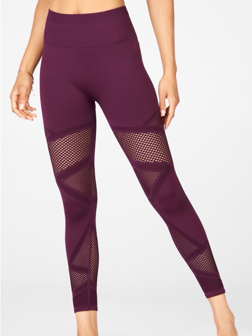 Fabletics Mosaic High-Waisted 7/8 in Burgundy Size XS